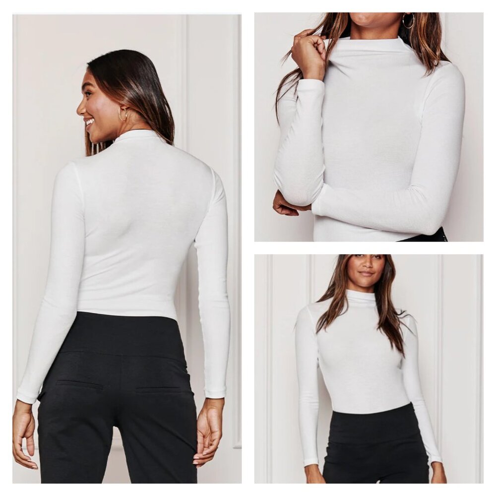 SUMMERSALT S The Extra Soft Long Sleeve Day to Night Bodysuit White Modal Ribbed
